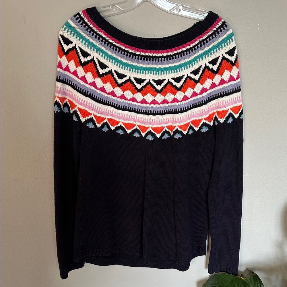 Talbots Black Multicolor Patterned Women's Sweater - image 1